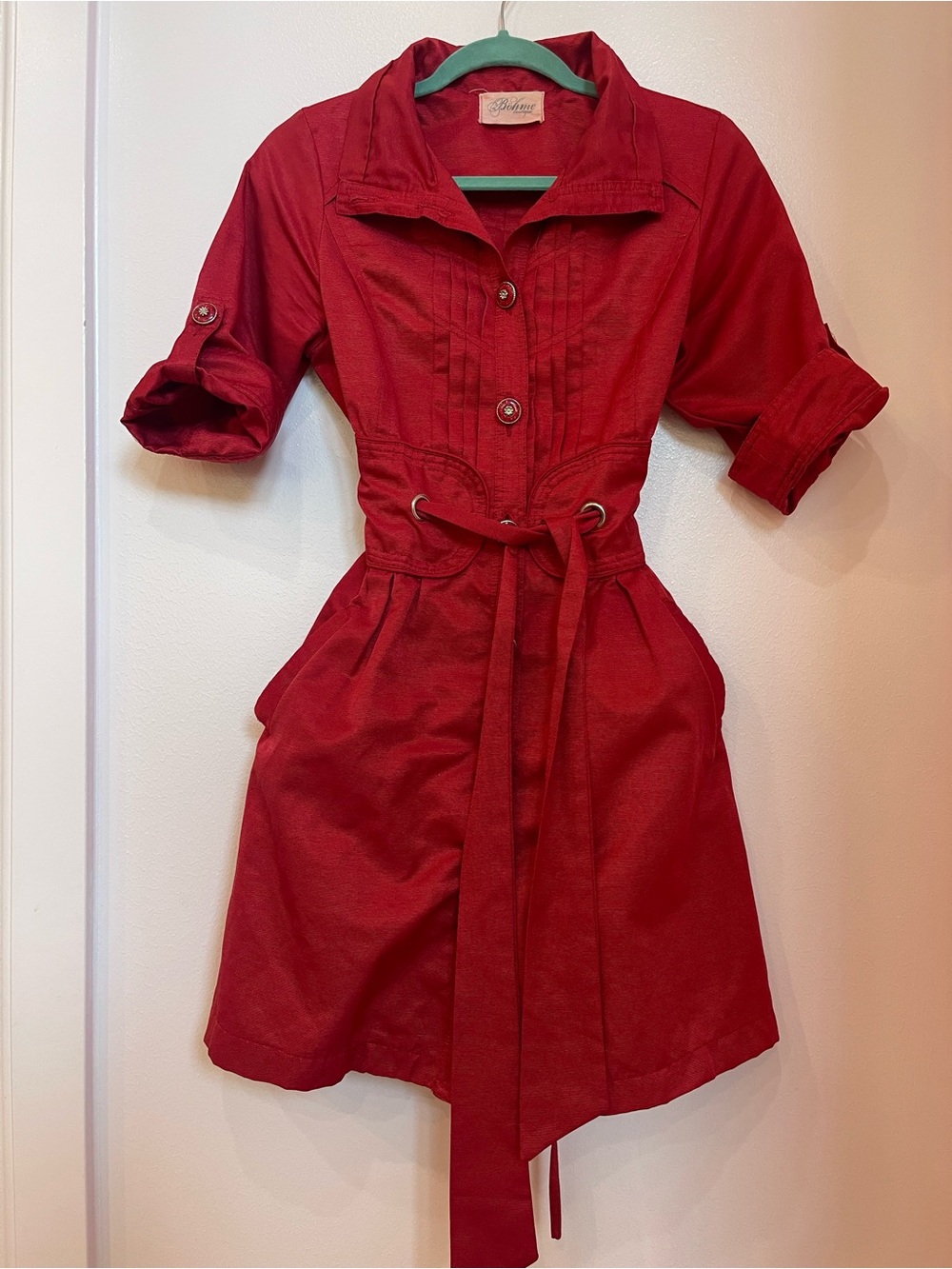 bohme Cherry-Red Shirt Dress
